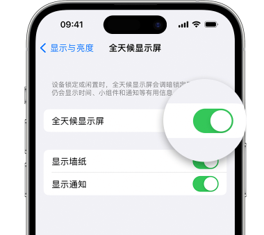 秦皇岛苹果15预约维修分享iPhone15如何设置全天候显示屏幕可见 